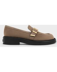 Charles & Keith - Leather & Suede Buckled-Strap Loafers - Lyst