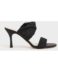 Charles & Keith - Double Strap Woven Heeled Mules - Lyst