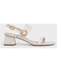Charles & Keith - Metallic Accent Trapeze Heel Sandals - Lyst