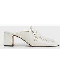 Charles & Keith Block Heel Loafer Mules - White