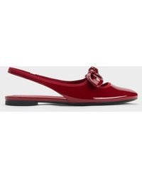Charles & Keith - Patent Knot-Bow Slingback Flats - Lyst
