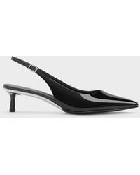 Charles & Keith - Curtis Patent Pointed-toe Kitten-heel Slingback Pumps - Lyst