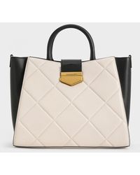 Charles & Keith - Vertigo Quilted Two-tone Tote Bag - Lyst