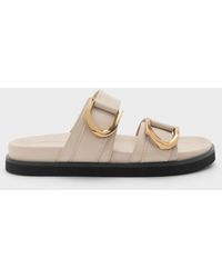 Charles & Keith - Gabine-Buckle Leather Slides - Lyst