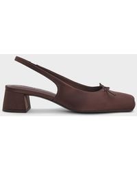 Charles & Keith - Sadira Satin Bow Square-Toe Slingback Pumps - Lyst