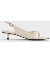 Charles & Keith - Rayne Square-Toe Kitten-Heel Thong Slingback Sandals - Lyst