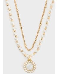 Charles & Keith - Pearl & Gemstone Double-Chain Necklace - Lyst