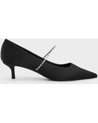 Charles & Keith - Satin Embellished-Strap Pointed-Toe Pumps - Lyst