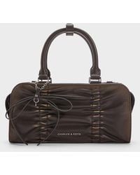 Charles & Keith - Kadee Ruched Bow-Charm Bowling Bag - Lyst