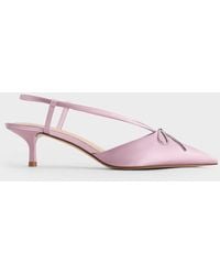 Charles & Keith - Recycled Polyester Crystal-bow Kitten-heel Slingback Pumps - Lyst
