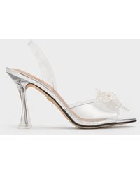 Charles & Keith - See-through Beaded Bow Slingback Pumps - Lyst