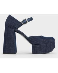 Charles & Keith - Shayla Denim D'orsay Platform Pumps - Lyst