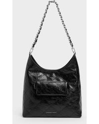 Charles & Keith - Duo Quilted Front-Pocket Chain Hobo Bag - Lyst