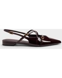 Charles & Keith - Maybelle Patent Strappy Slingback Flats - Lyst