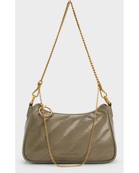 Charles & Keith - Philomena Crinkle-Effect Chain-Strap Crossbody Bag - Lyst