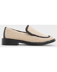 Charles & Keith - Rosalie Furry Leather Loafers - Lyst
