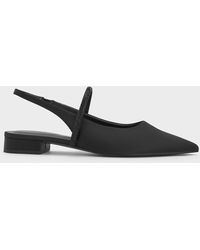 Charles & Keith - Satin Crystal-strap Pointed-toe Slingback Flats - Lyst