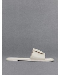 Charles & Keith - Leather Slide Sandals - Lyst