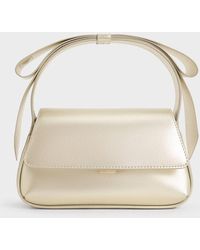 Charles & Keith - Leather Metallic Bow Top-handle Bag - Lyst