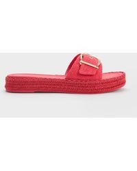 Charles & Keith - Linen Buckled Espadrille Flat Sandals - Lyst