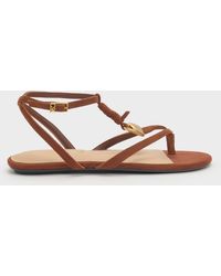 Charles & Keith - Adema Leather Strappy Thong Sandals - Lyst