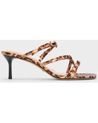 Charles & Keith - Jessy Recycled Polyester Leopard-Print Bow Heeled Sandals - Lyst