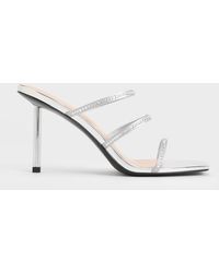 Charles & Keith - Recycled Polyester Crystal-embellished Strappy Mules - Lyst
