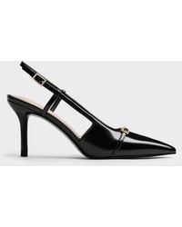 Charles & Keith - Slingback-Pumps Mit Metallic-Streifen Und Spitzer Zehenpartie - Lyst