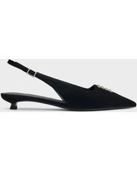 Charles & Keith - Faux Suede Crystal Slingback Pumps - Lyst