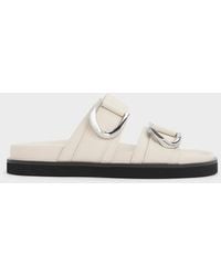 Charles & Keith - Gabine-Buckle Leather Slides - Lyst