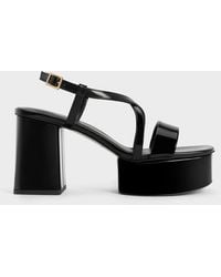 Charles & Keith - Patent Crossover Strap Platform Sandals - Lyst
