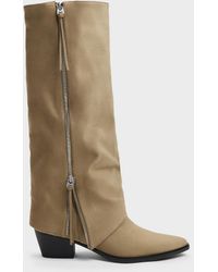 Charles & Keith - Aether Faux Suede Tassel-Zip Knee-High Boots - Lyst
