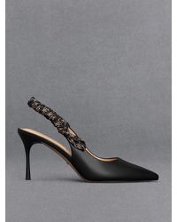 Charles & Keith - Leather Ruched Print Slingback Pumps - Lyst
