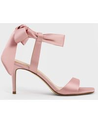 Charles & Keith - Eliana Satin Tie-around Heeled Sandals - Lyst