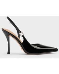 Charles & Keith - Patent Leather Crystal-Buckle Slingback Pumps - Lyst