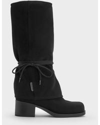 Charles & Keith - Faux Suede Tie-Around Knee-High Boots - Lyst