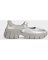 Charles & Keith - Yunna Metallic Leather & Recycled Fabric Mary Jane Sneakers - Lyst