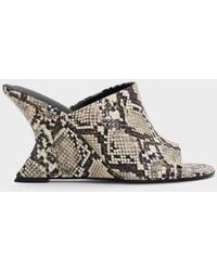 Charles & Keith - Snake-Print Wide-Strap Sculptural-Heel Wedges - Lyst