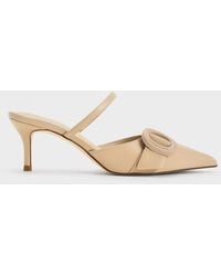 Charles & Keith - Oval-buckle Pointed-toe Mules - Lyst