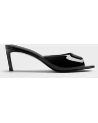 Charles & Keith - Patent Pointed Peep-Toe Heeled Mules - Lyst