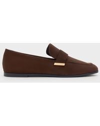 Charles & Keith - Faux Suede Almond-Toe Flat Loafers - Lyst