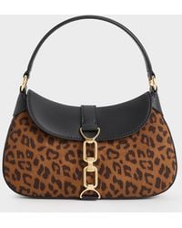 Charles & Keith - Agatha Leopard-print Chain-accent Hobo Bag - Lyst