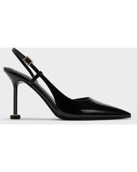 Charles & Keith - Wynn Patent Pointed-Toe Sculptural-Heel Slingback Pumps - Lyst