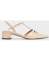 Charles & Keith - Leather Snake-print T-bar Pumps - Lyst