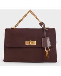 Charles & Keith - Kerry Recycled Suede Chain-Handle Crossbody Bag - Lyst