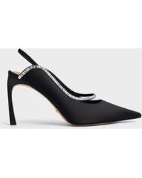 Charles & Keith - Recycled Polyester Crystal-Embellished Pointed-Toe Slingback Pumps - Lyst