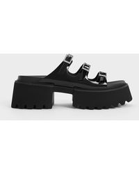 Charles & Keith - Nadine Patent Triple-strap Platform Sandals - Lyst