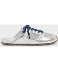 Charles & Keith - Metallic Mesh Lace-Up Sneaker Mules - Lyst