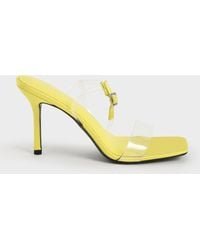Charles & Keith - Clear Strap Stiletto Heel Satin Mules - Lyst