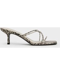 Charles & Keith - Snake-Print Strappy Heeled Sandals - Lyst